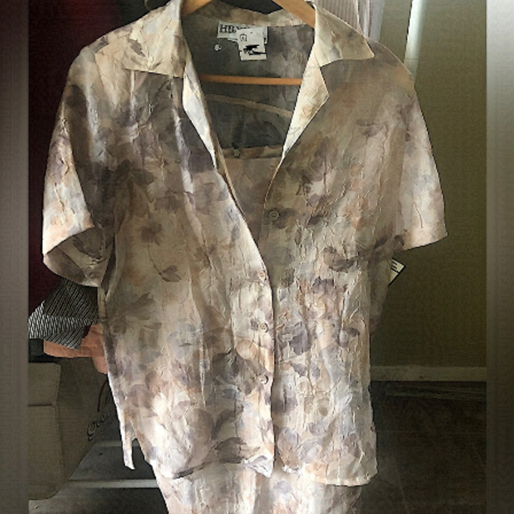 HIROKO NWT designer vintage dress & shirt set, silk-like, stunning!